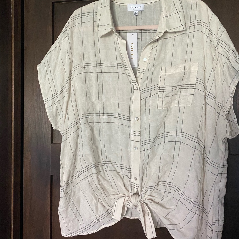 Gilli Cream Plaid Shirt